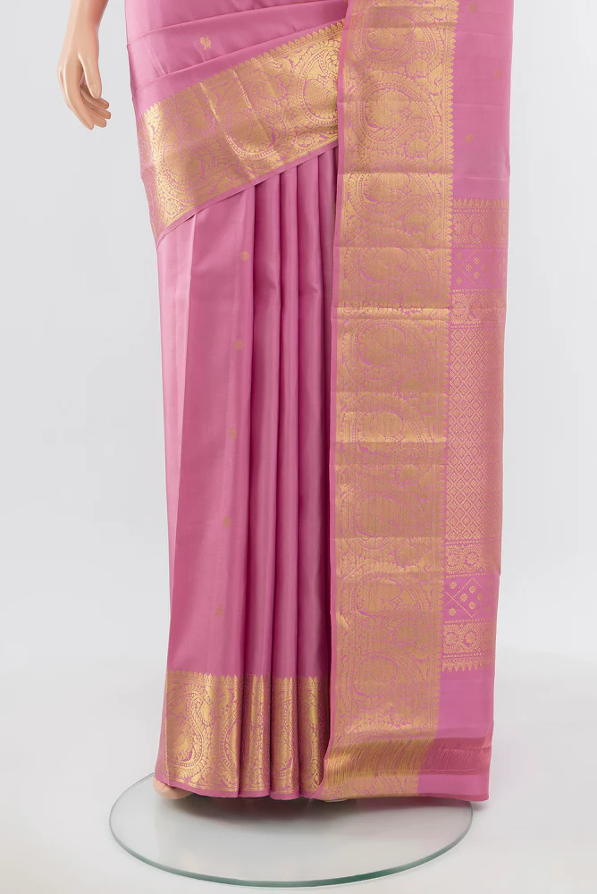 Rose pink Kanchipuram Silk Saree - Image 3