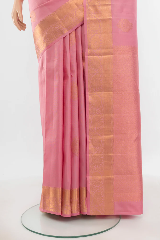 Rose pink Kanchipuram Silk Saree - Image 3