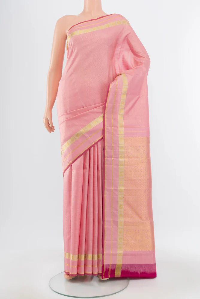Rose pink Kanjivaram Silk Saree