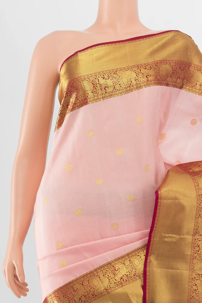 Rose pink Kanjivaram Silk Saree - Image 2
