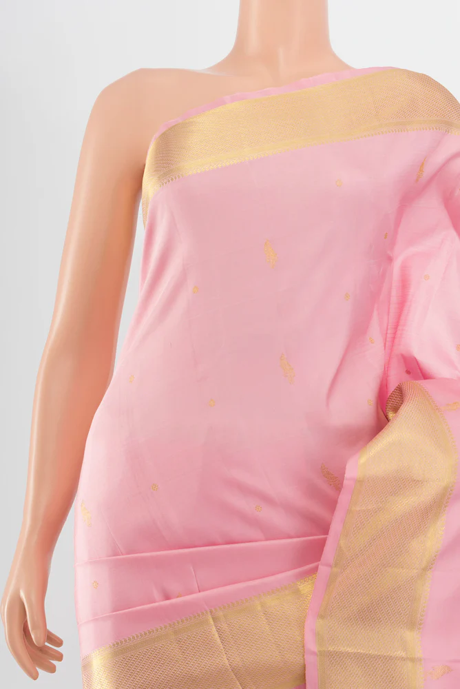Rose pink Kanjivaram Silk Saree - Image 2