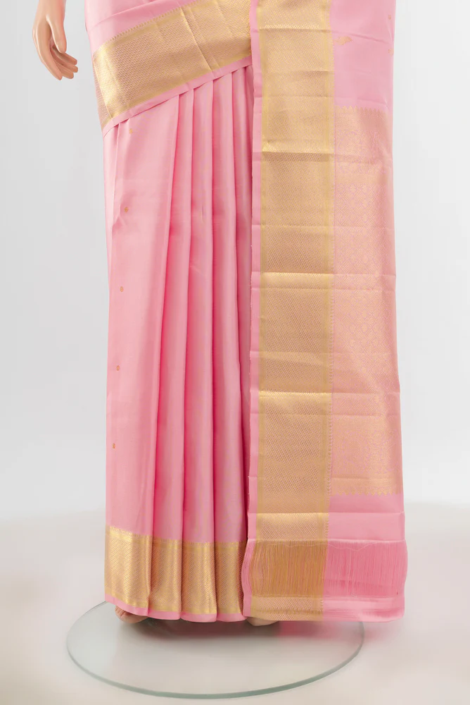 Rose pink Kanjivaram Silk Saree - Image 3