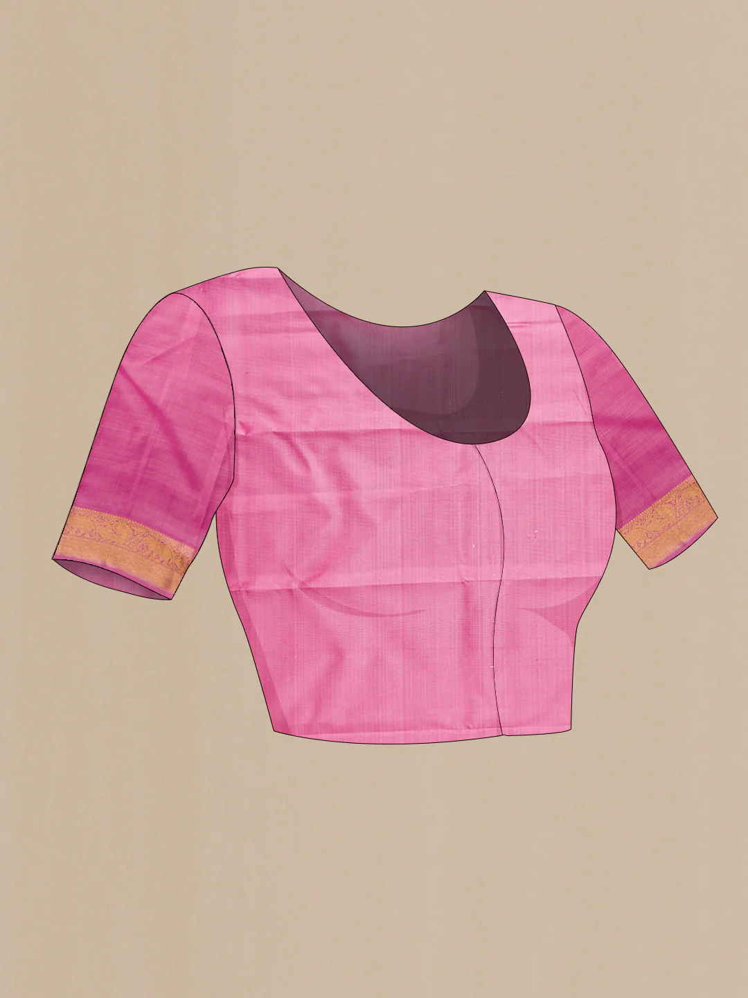 Pure Silk Pure Zari Rose pink Dual Tone Kanjivaram Saree - Image 5