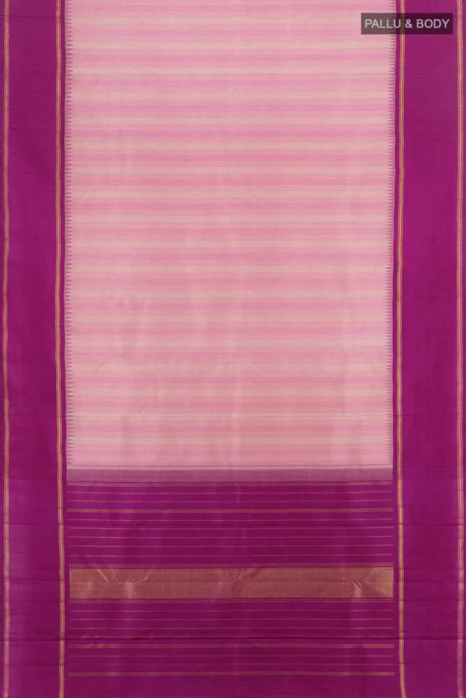 Pure Silk Pure Zari Rose pink Kanjivaram Saree - Image 5