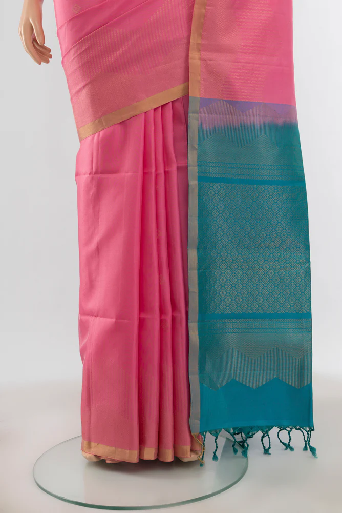 Rose pink Soft Silk Saree - Image 3