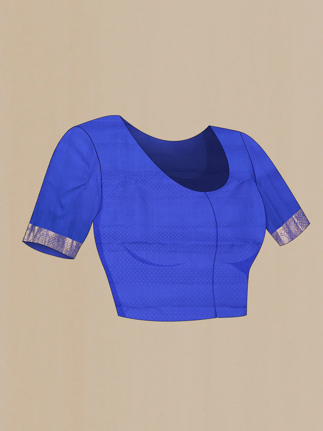 Pure Silk Pure Zari Royal Blue Dual Tone Kanchipuram Saree - Image 5