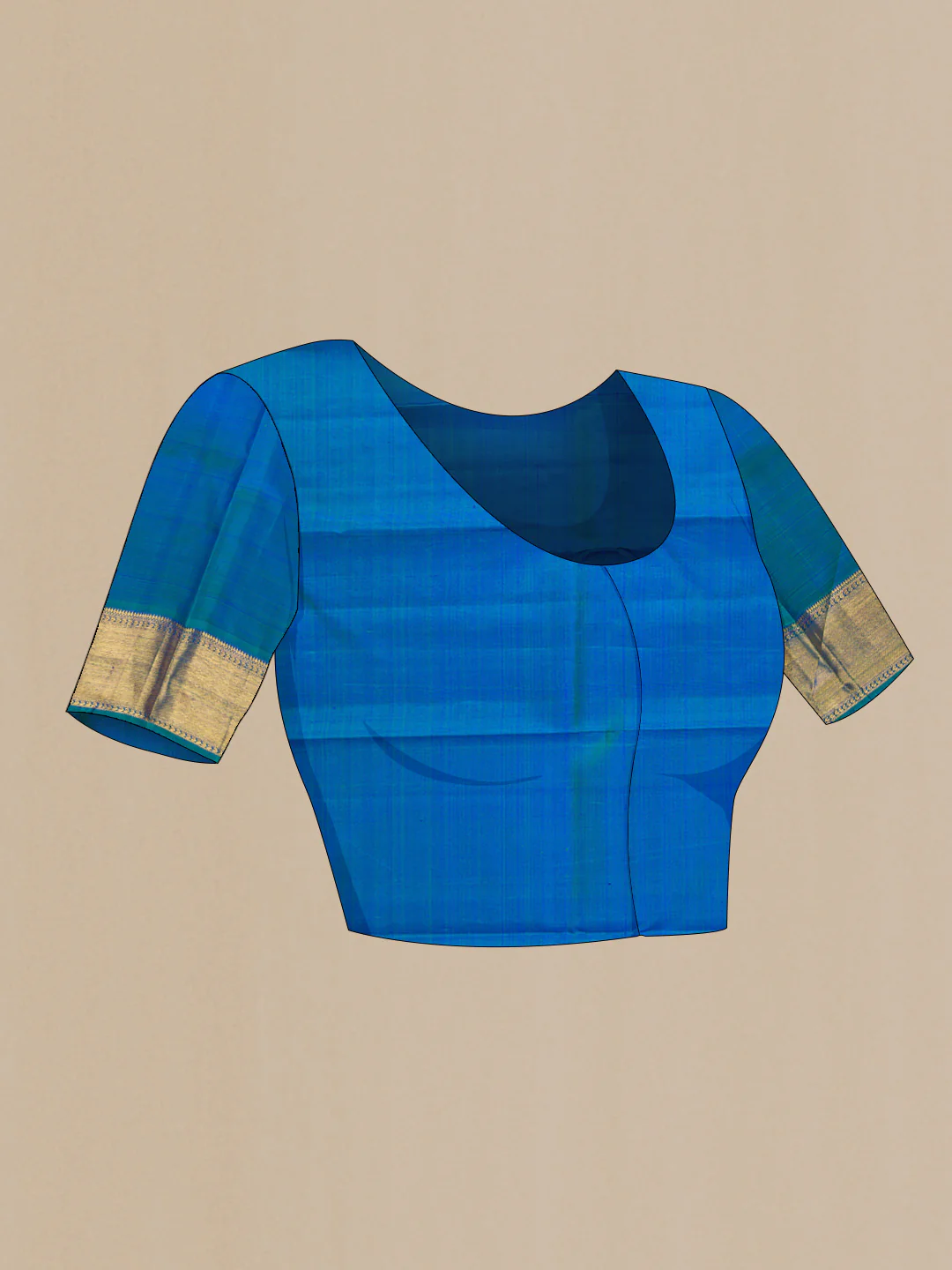 Pure Silk Pure Zari Royal Blue Dual Tone Kanjivaram Saree - Image 5
