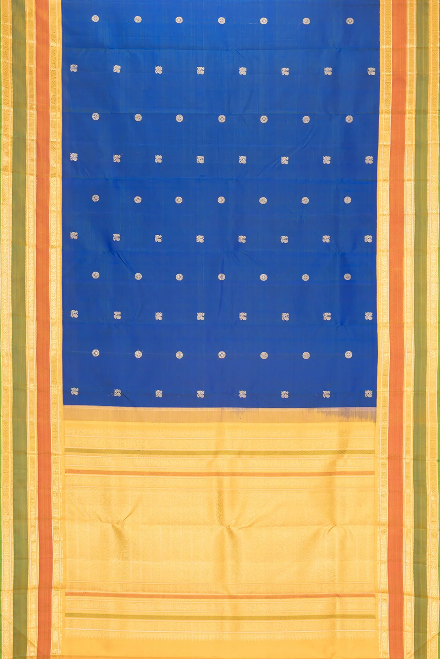Pure Silk Pure Zari Royal Blue Dual Tone Kanchipuram Saree - Image 6