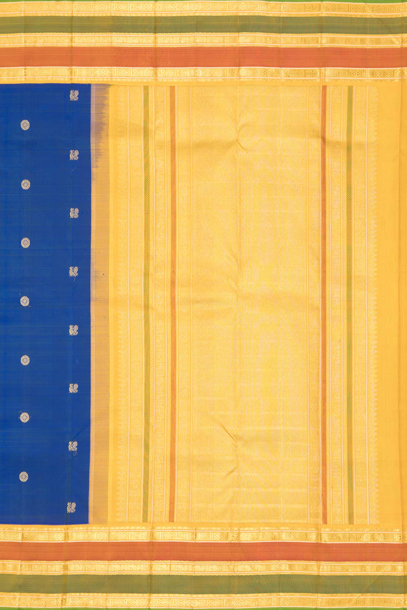 Pure Silk Pure Zari Royal Blue Dual Tone Kanchipuram Saree - Image 7