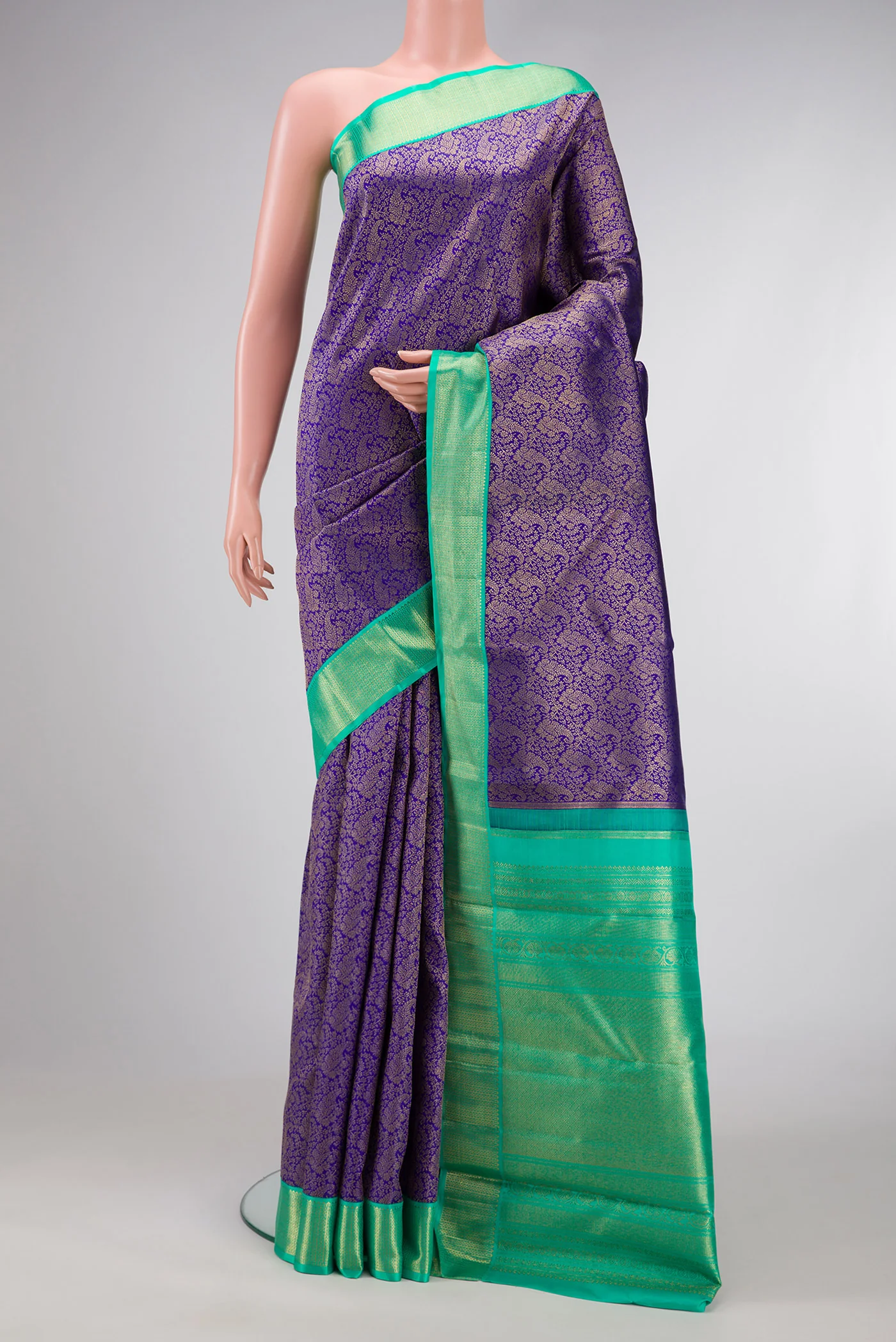 Pure Silk Pure Zari Royal Blue Kanjivaram Saree
