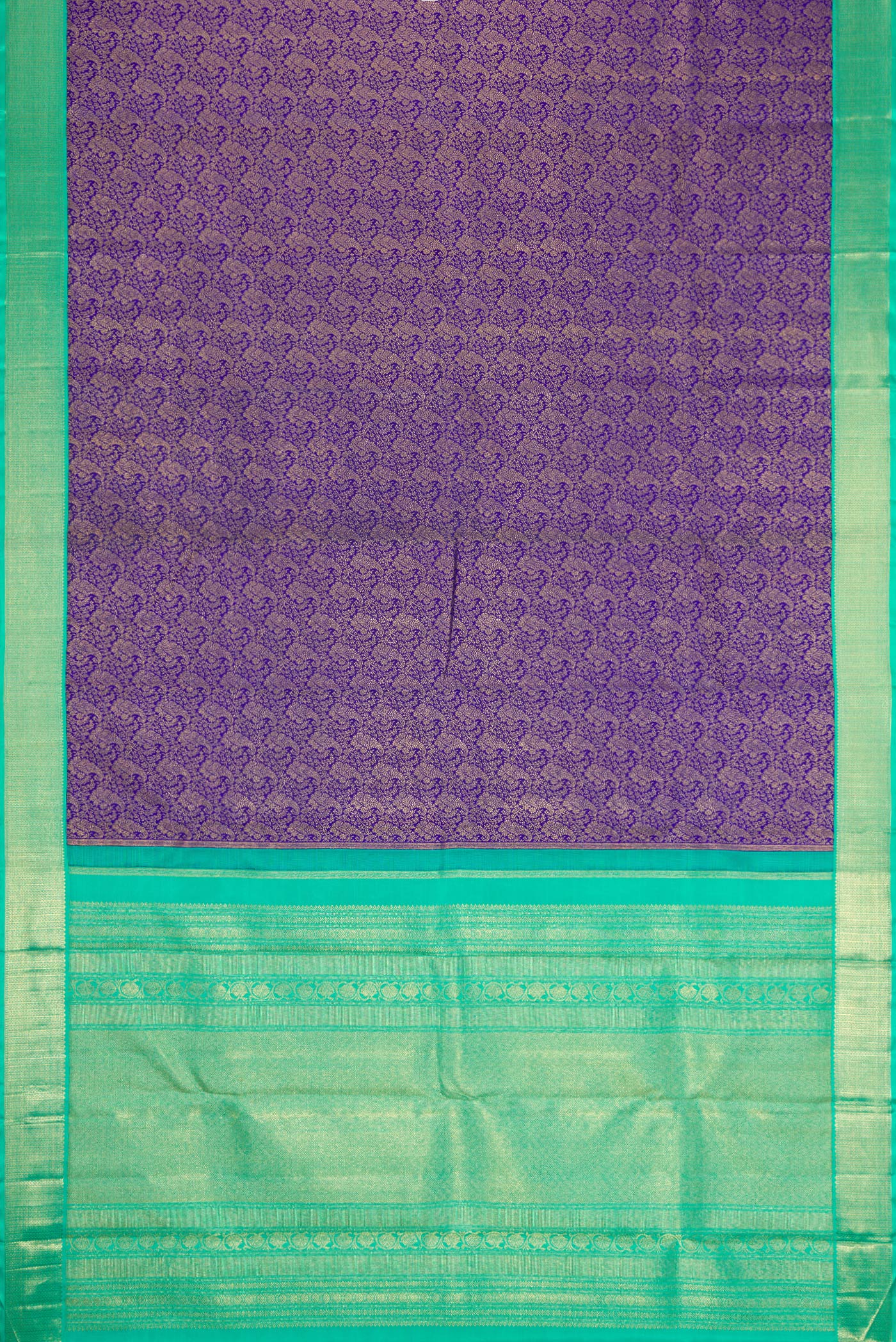 Pure Silk Pure Zari Royal Blue Kanjivaram Saree - Image 6