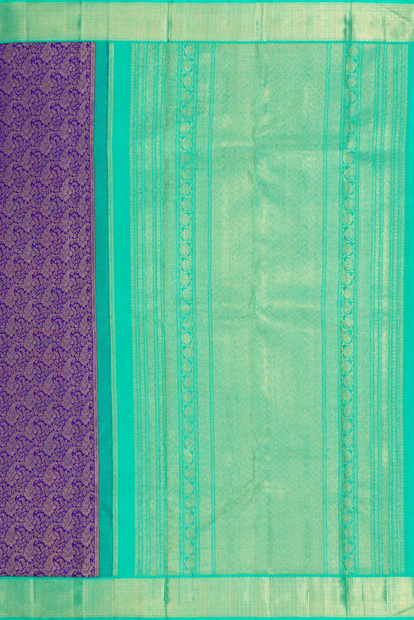 Pure Silk Pure Zari Royal Blue Kanjivaram Saree - Image 7