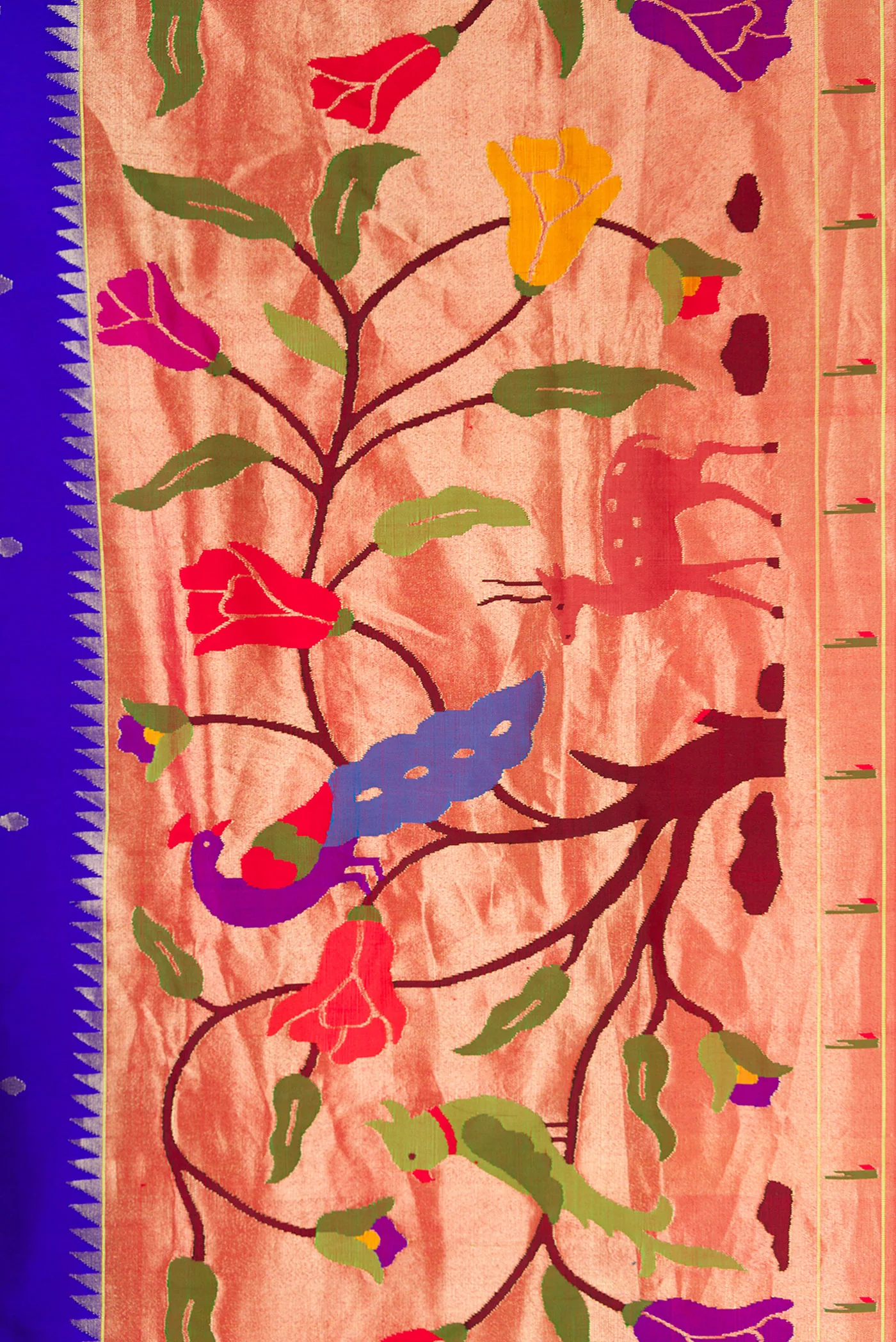 Pure Silk Pure Zari Royal Blue Paithani Saree - Image 3