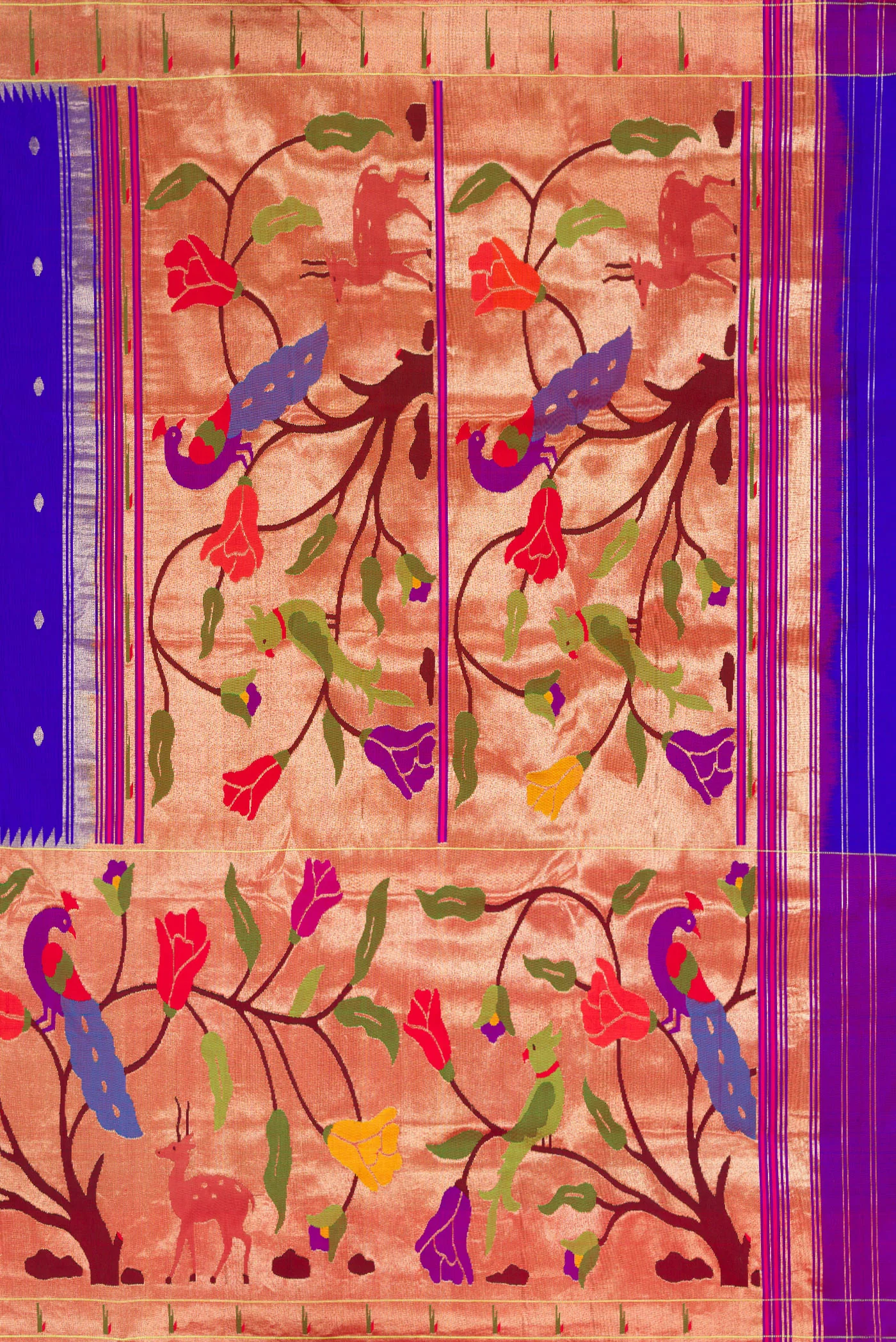 Pure Silk Pure Zari Royal Blue Paithani Saree - Image 7
