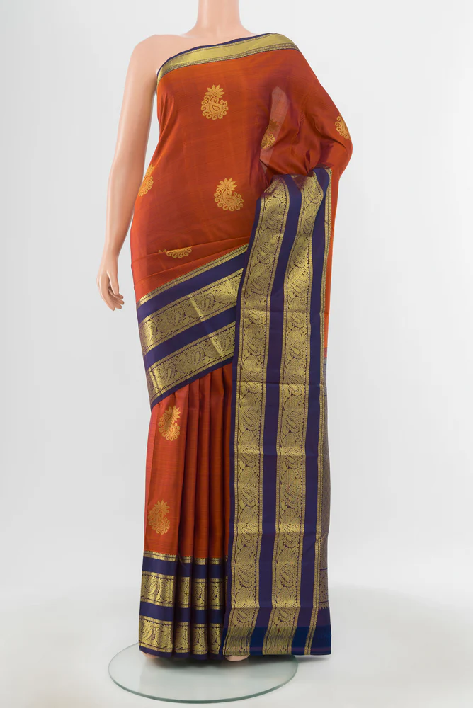 Rust Kanchipuram Silk Saree