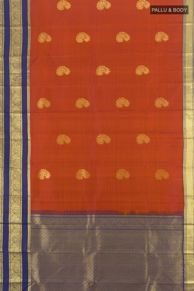 Rust Kanchipuram Silk Saree - Image 5