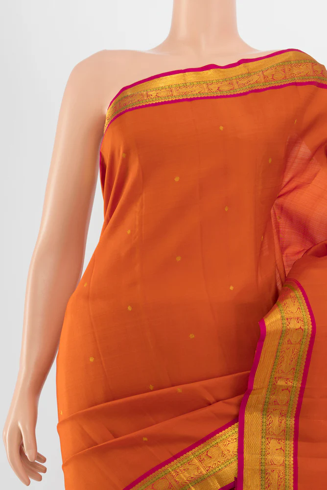 Orange Kanjivaram Silk Saree - Image 2