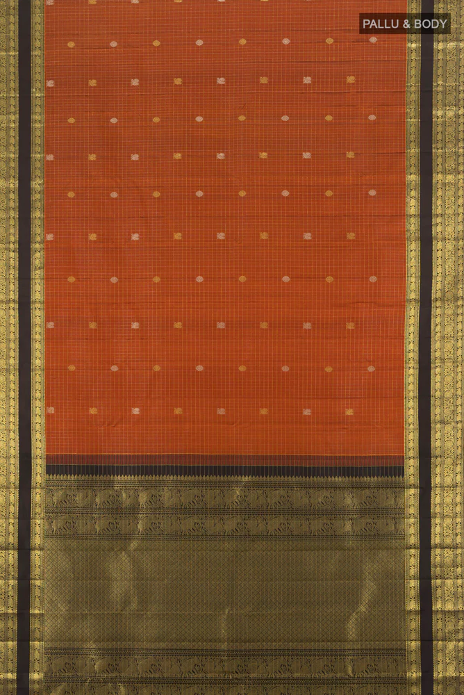 Rust Kanjivaram Silk Saree - Image 5