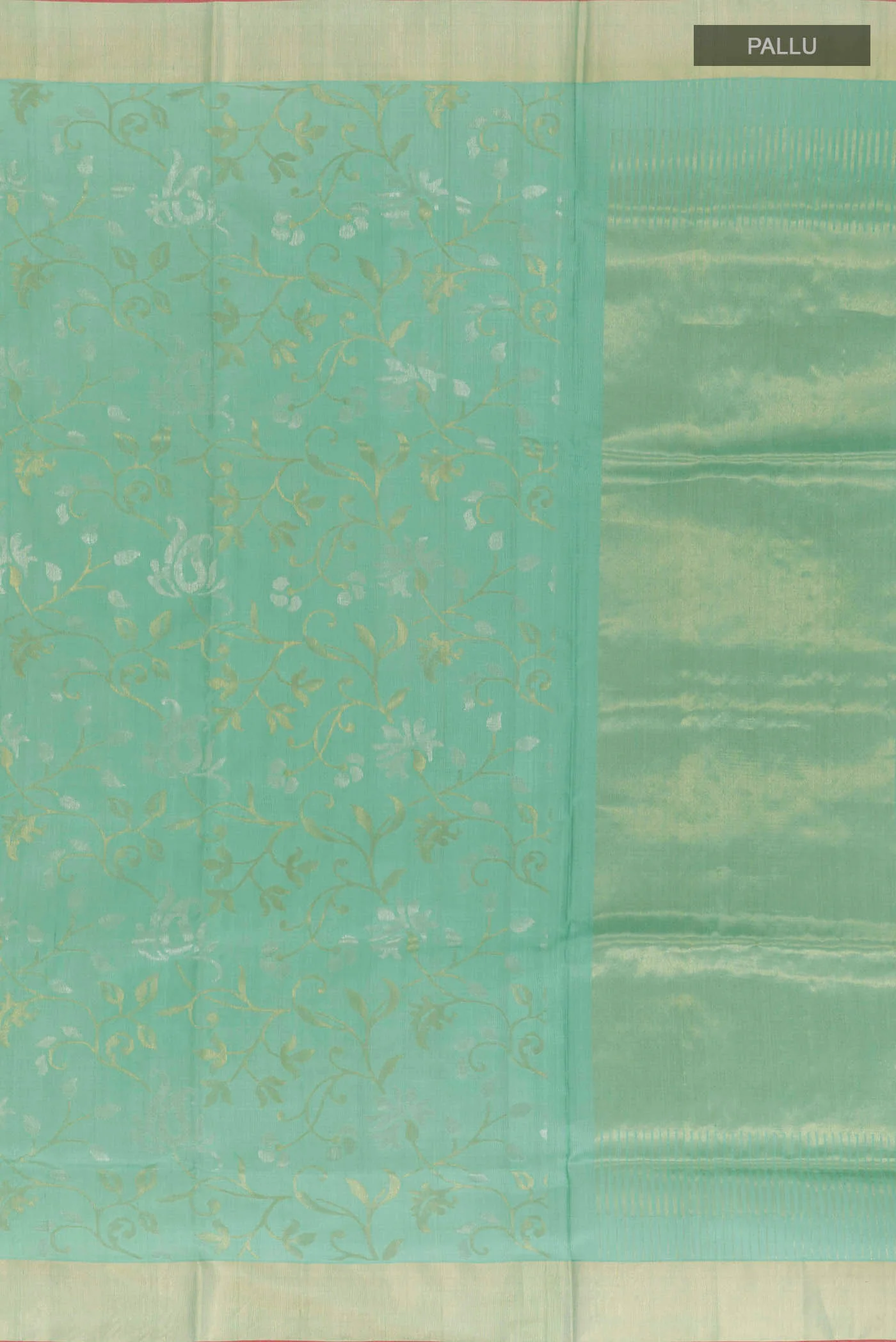 Pure Silk Pure Zari Sage Green Uppada Saree - Image 7