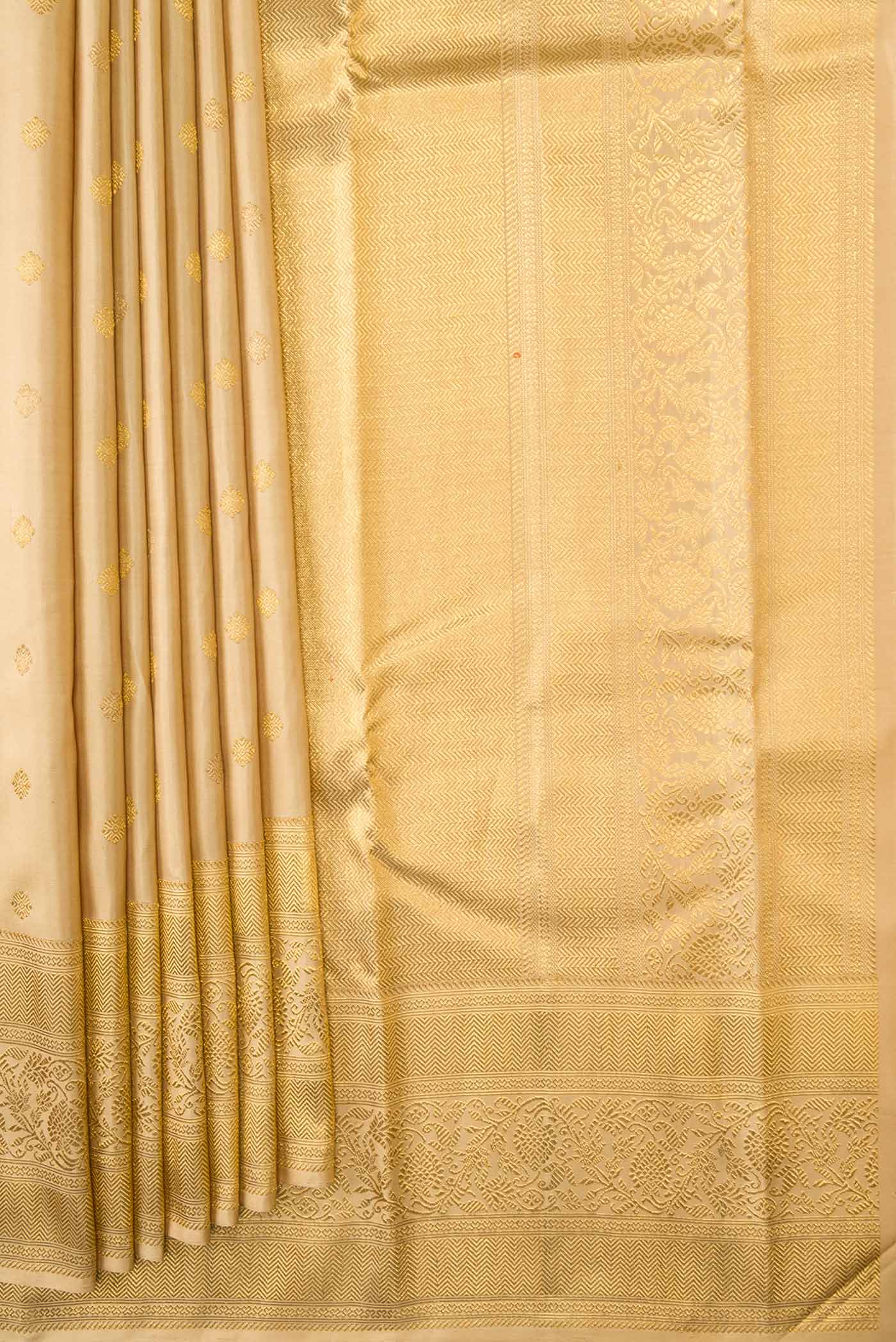 Pure Silk Pure Zari Sandal Dual Tone Kanjivaram Saree - Image 4
