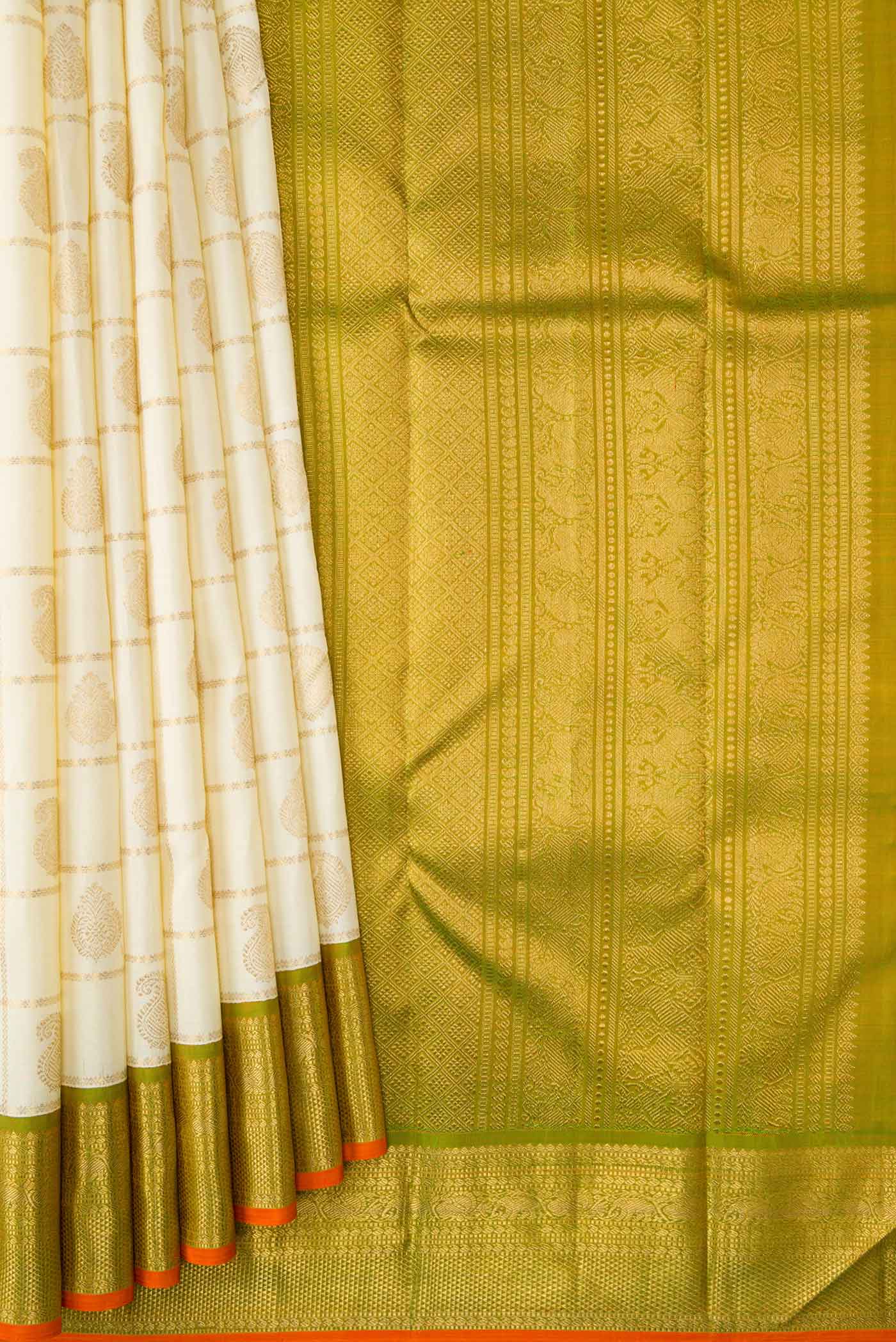 Pure Silk Pure Zari Sandal Dual Tone Kanjivaram Saree - Image 4