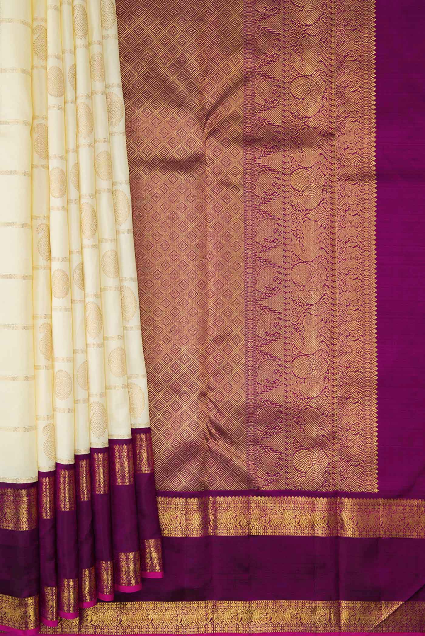 Pure Silk Pure Zari Sandal Dual Tone Kanjivaram Saree - Image 4