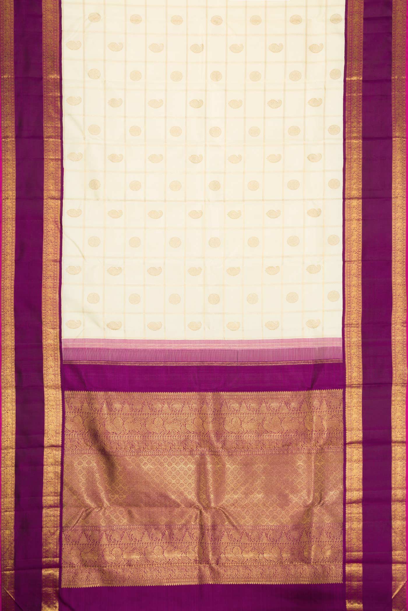 Pure Silk Pure Zari Sandal Dual Tone Kanjivaram Saree - Image 6