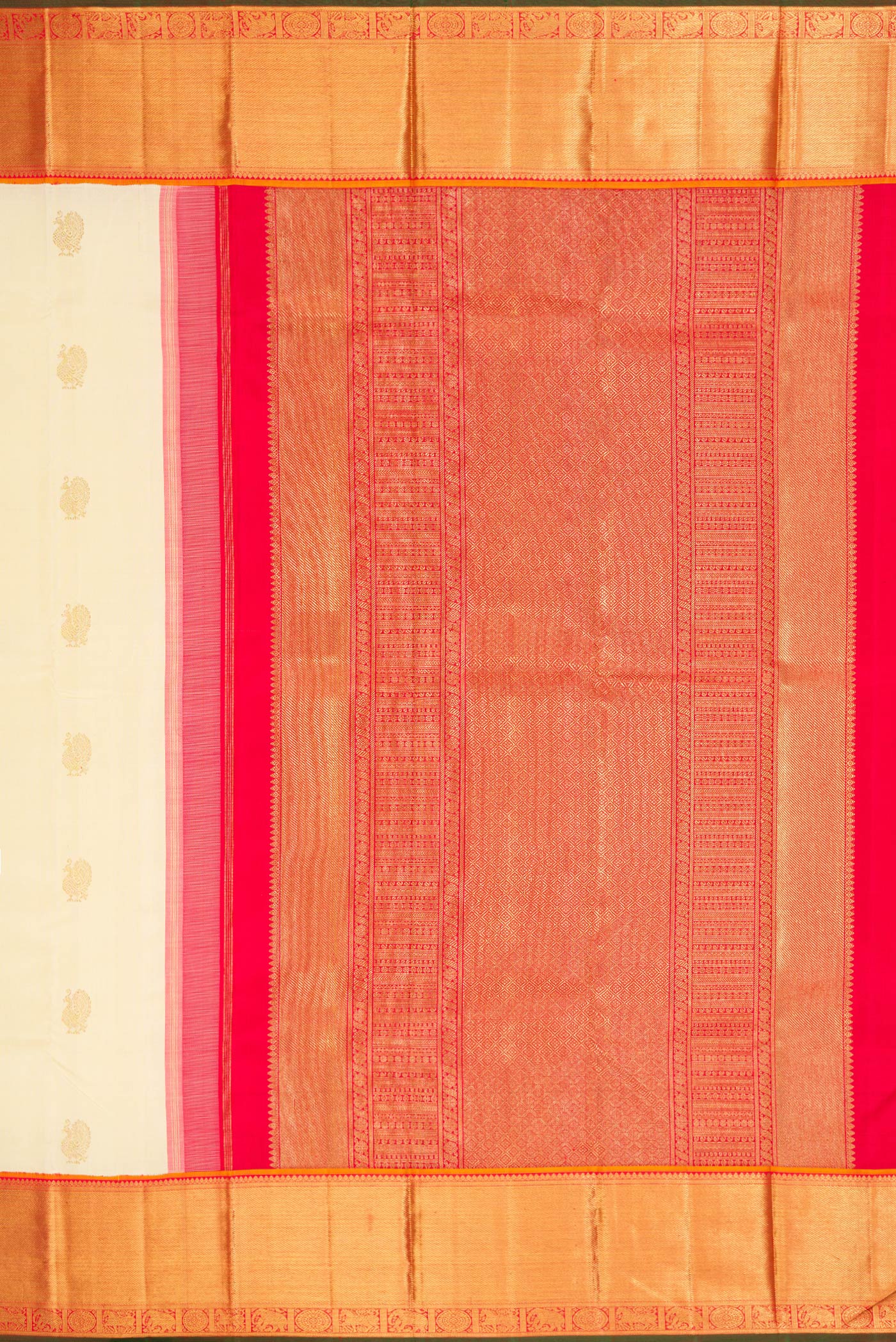 Pure Silk Pure Zari Cream Kanjivaram Saree - Image 7