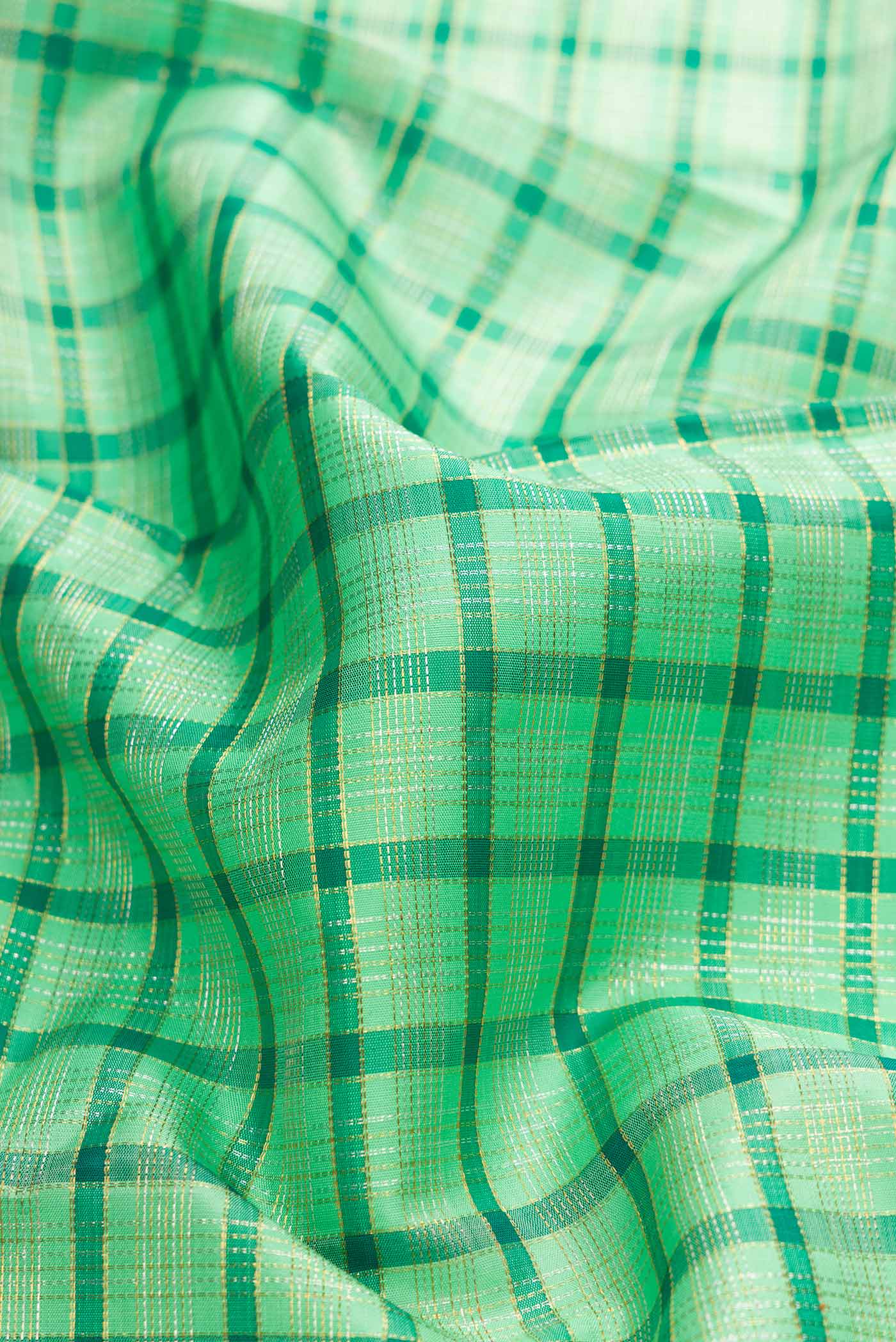 Pure Silk Pure Zari Sea Green Dual Tone Kanjivaram Saree - Image 2