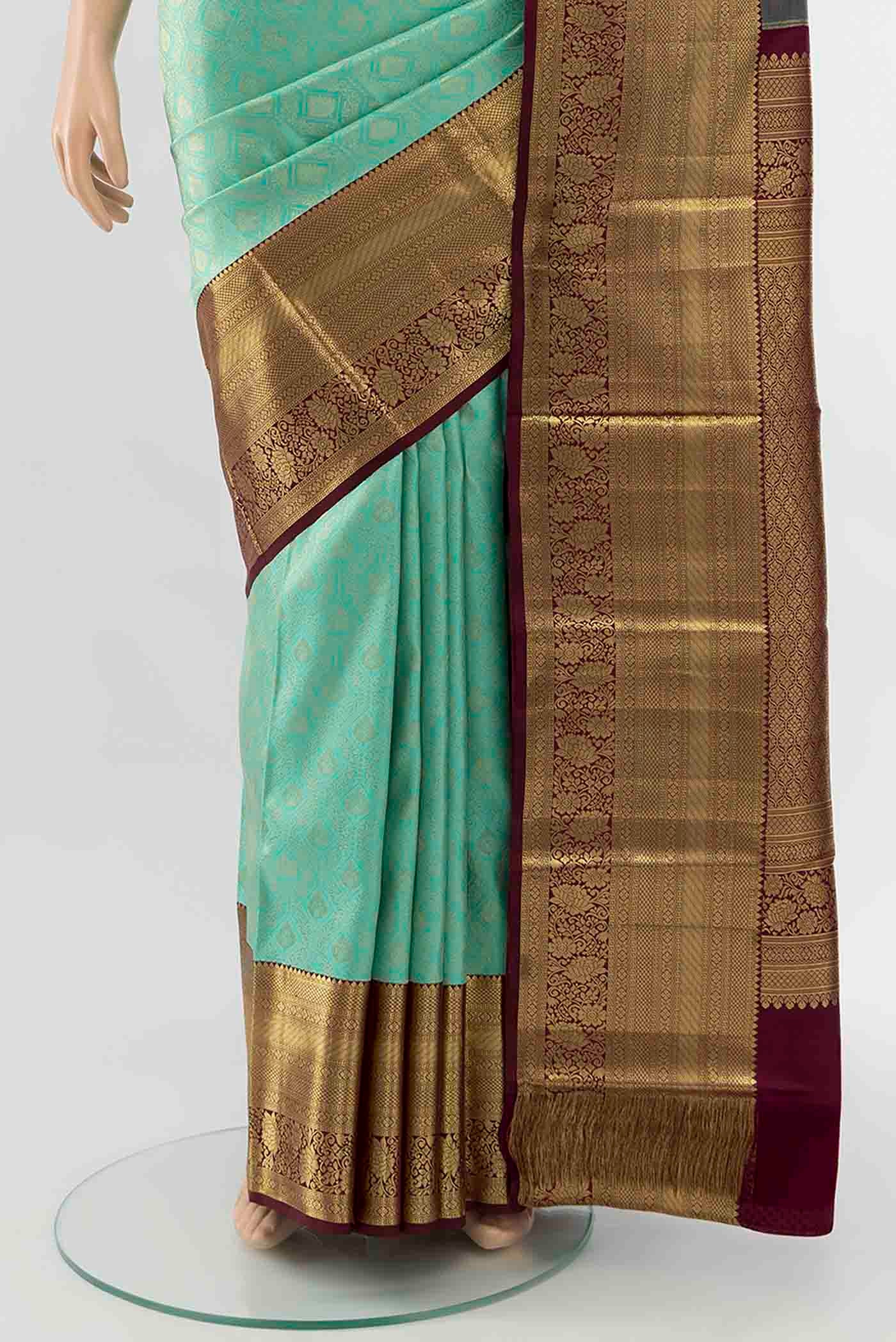 Light Blue Kanchipuram Silk Saree - Image 3
