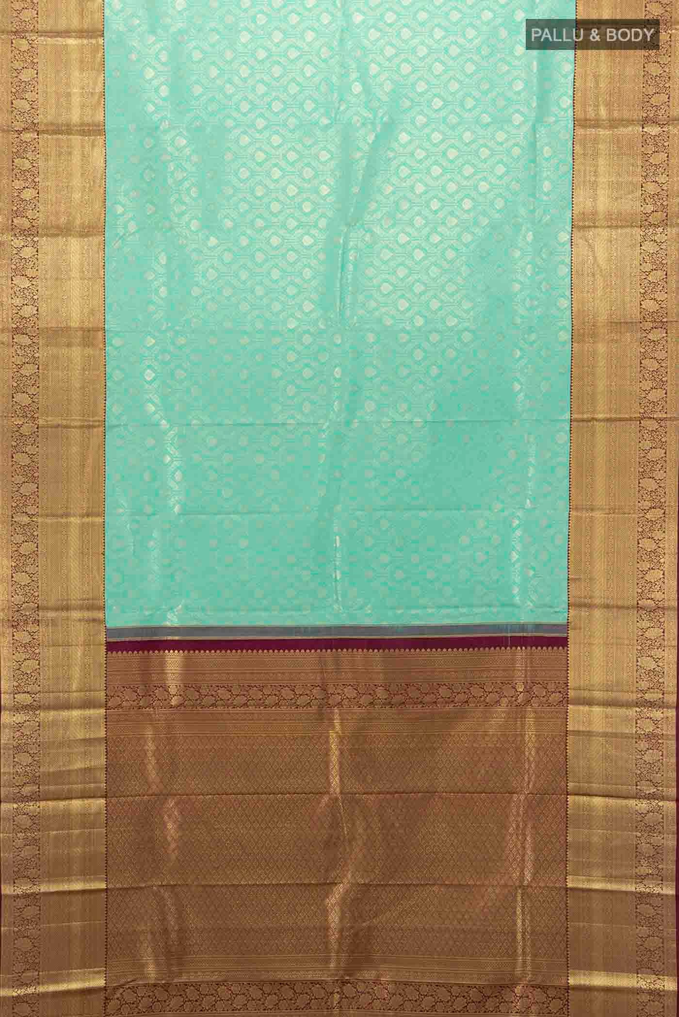 Light Blue Kanchipuram Silk Saree - Image 5
