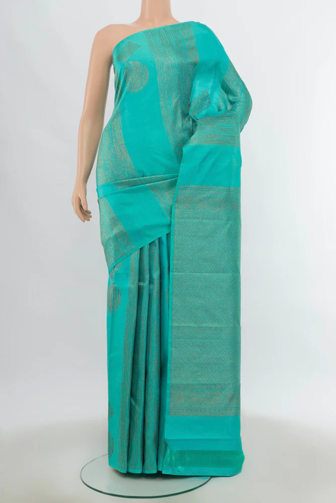Turquoise Kanchipuram Silk Saree