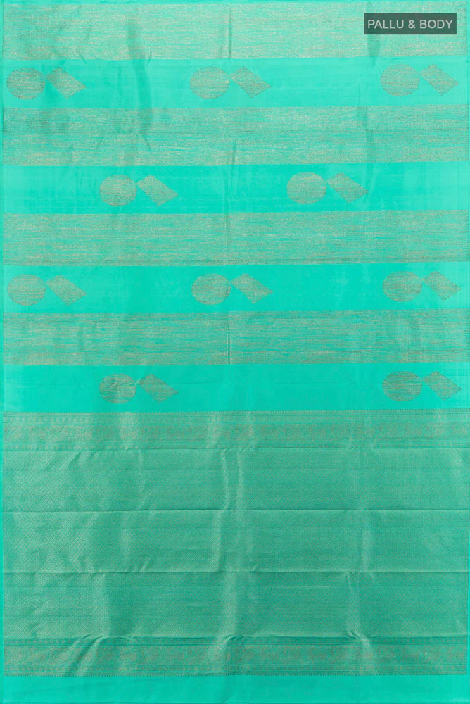 Turquoise Kanchipuram Silk Saree - Image 5