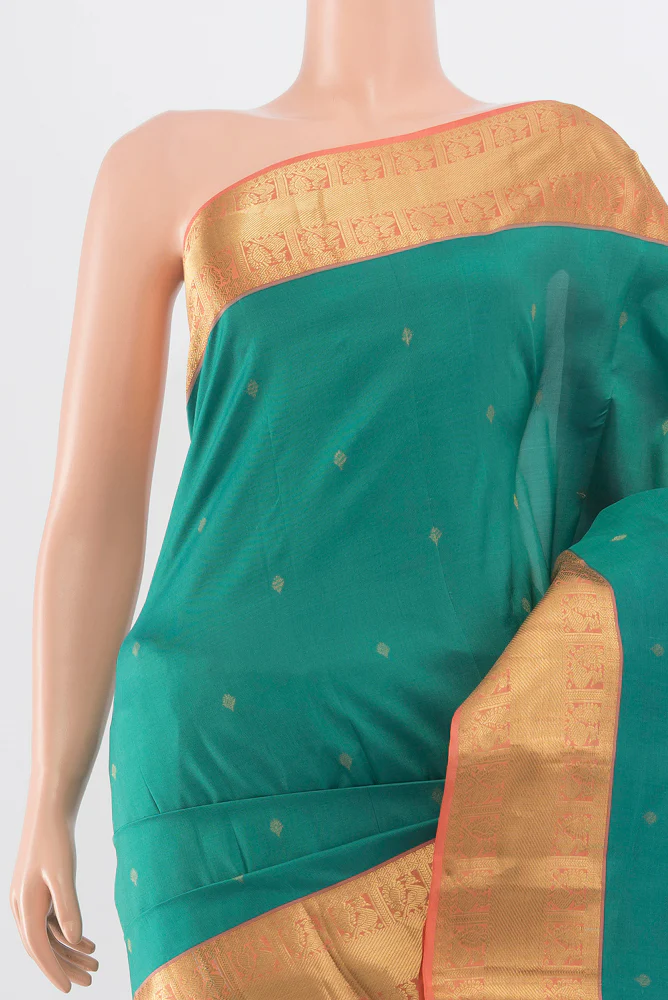 Sea Green Kanchipuram Silk Saree - Image 2