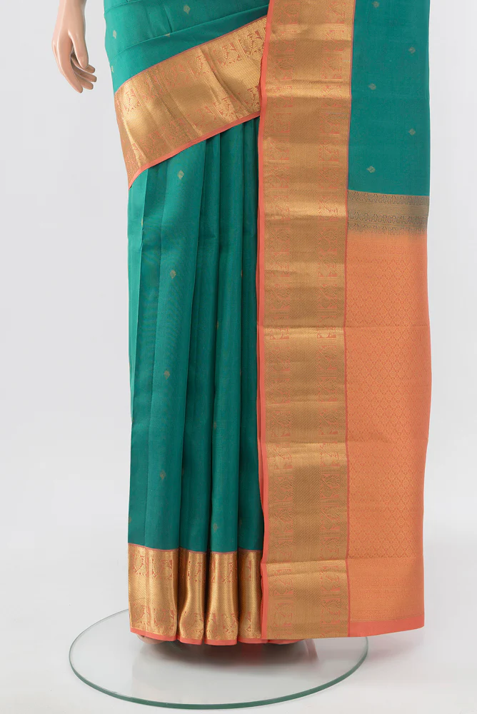 Sea Green Kanchipuram Silk Saree - Image 3