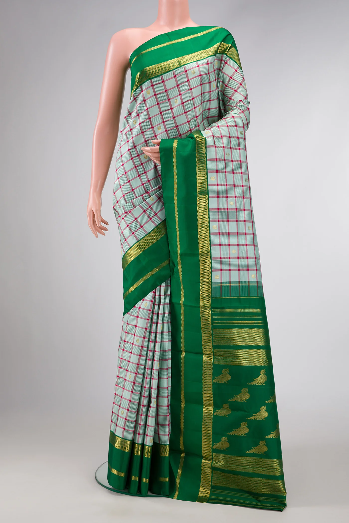 Pure Silk Pure Zari Sky Blue Kanjivaram Saree