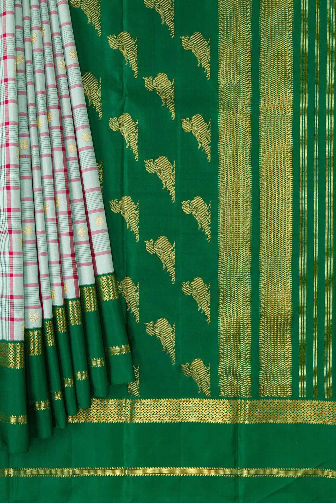 Pure Silk Pure Zari Sky Blue Kanjivaram Saree - Image 4