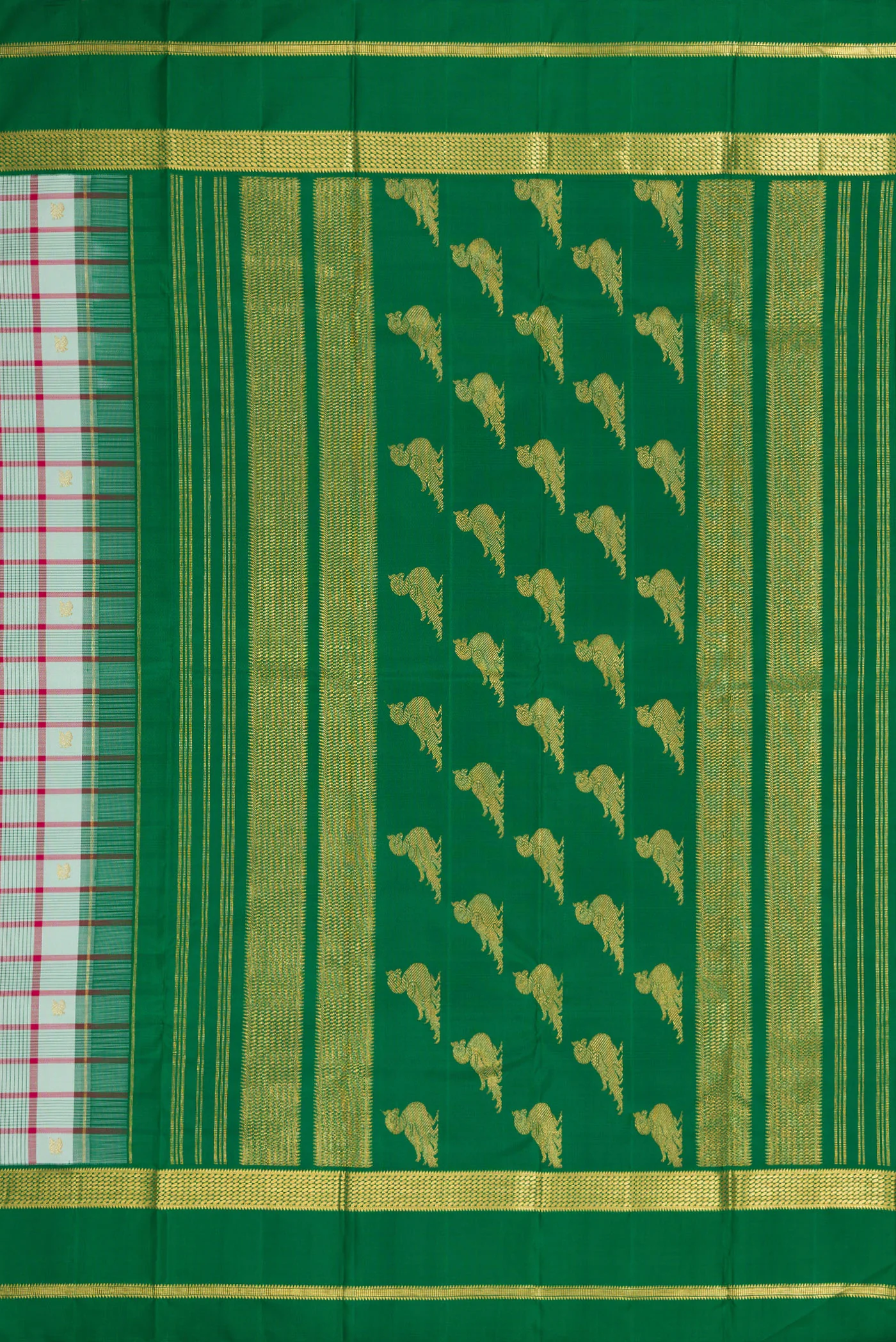 Pure Silk Pure Zari Sky Blue Kanjivaram Saree - Image 7