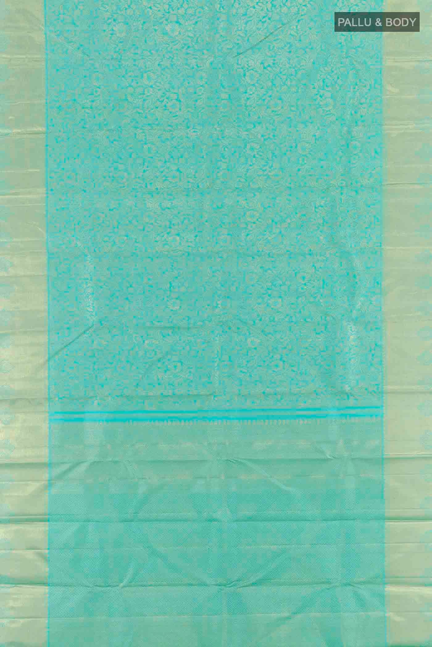 Pure Silk Pure Zari Sky Blue Kanjivaram Saree - Image 6
