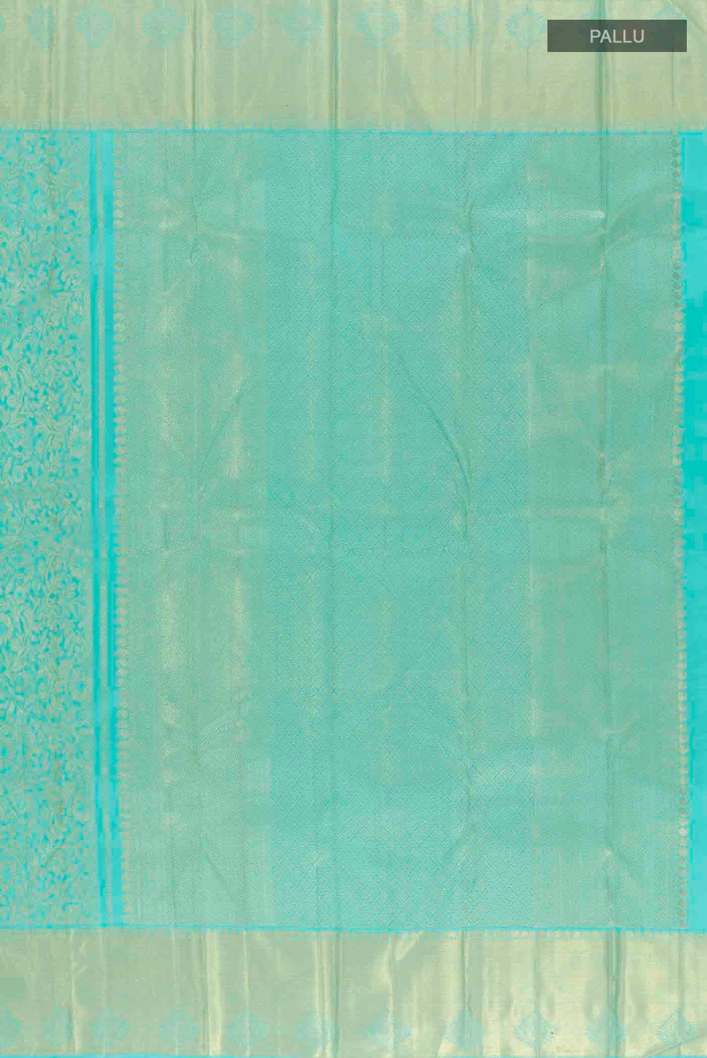 Pure Silk Pure Zari Sky Blue Kanjivaram Saree - Image 7
