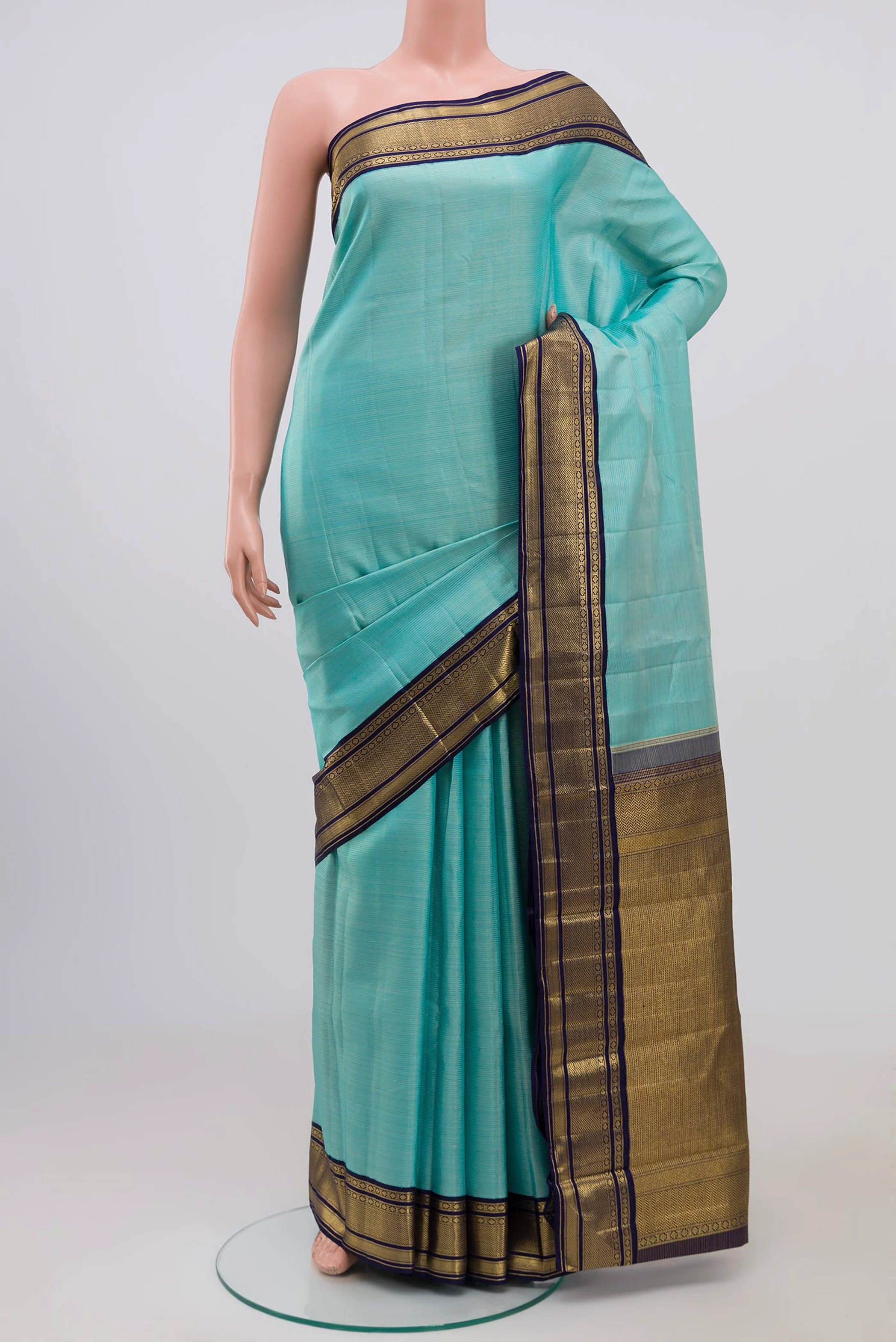 Pure Silk Pure Zari Sky Blue Kanchipuram Saree