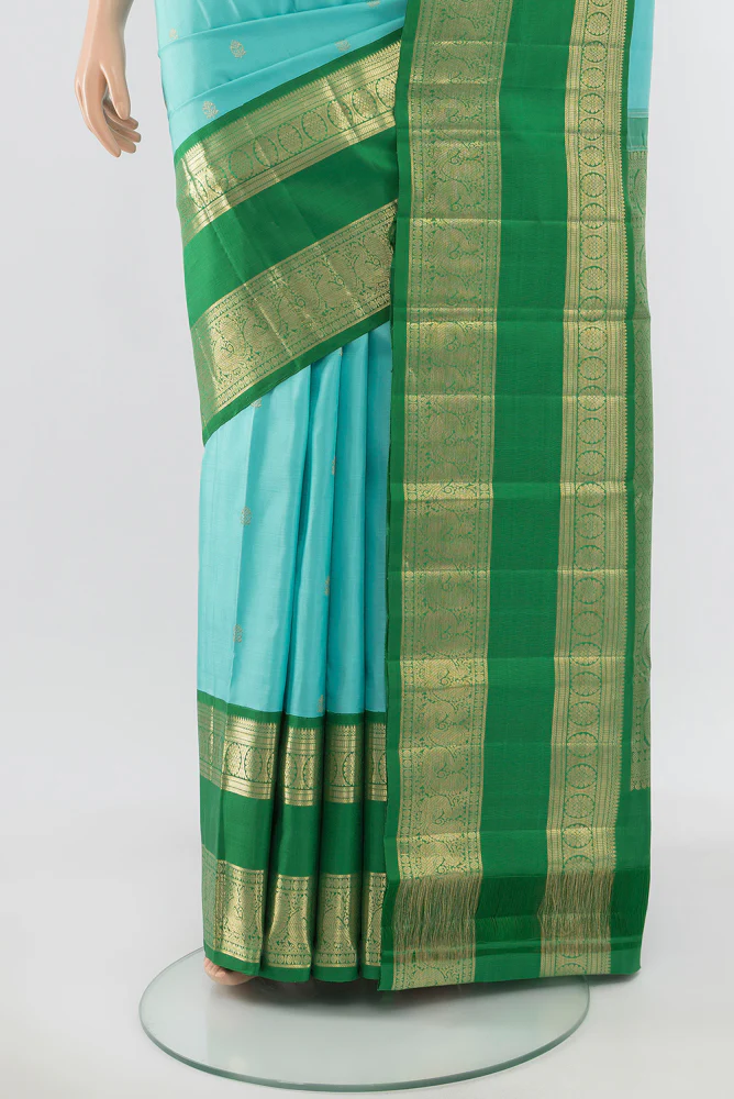 Light Blue Kanchipuram Silk Saree - Image 3