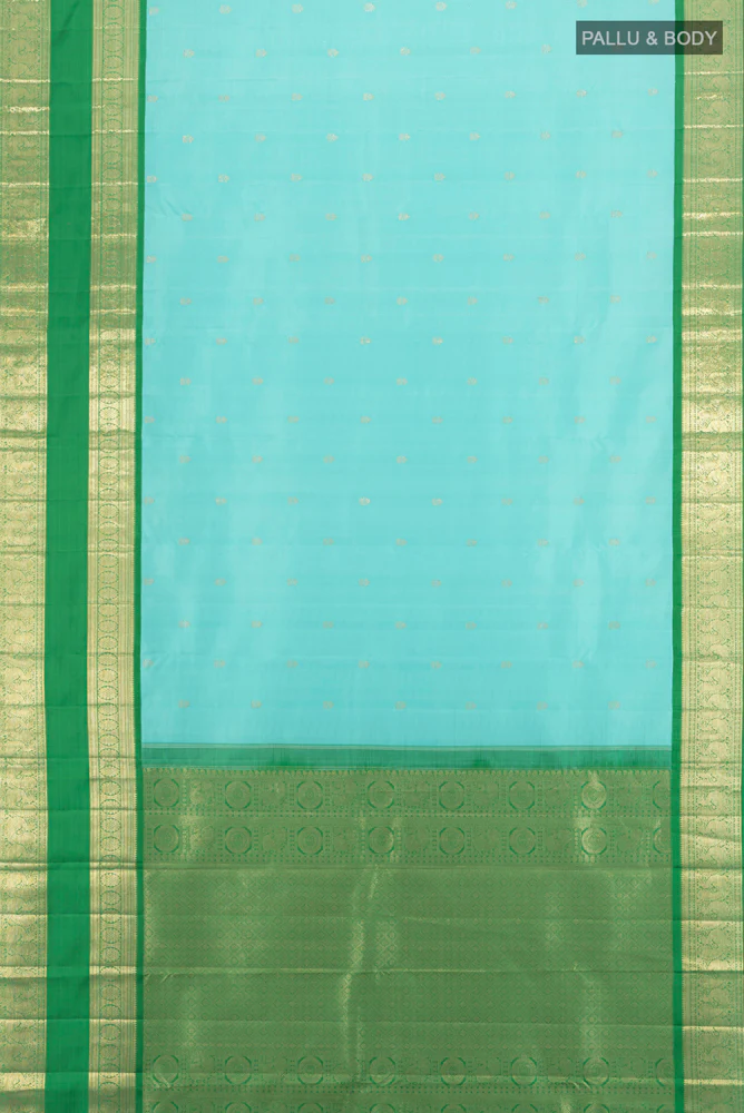 Light Blue Kanchipuram Silk Saree - Image 5