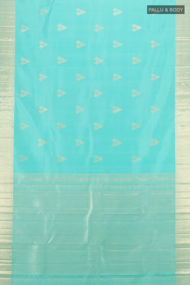 Light Blue Kanjivaram Silk Saree - Image 5