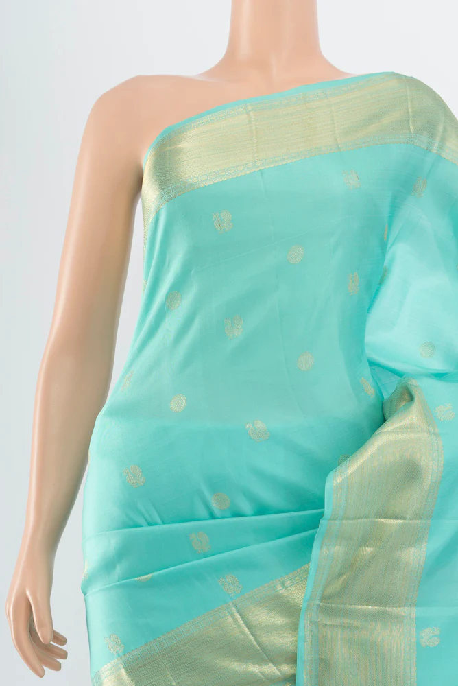 Sky Blue Kanjivaram Silk Saree - Image 2