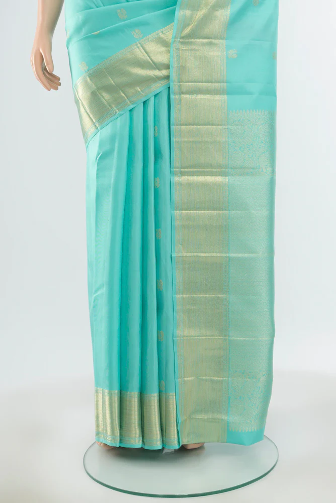 Sky Blue Kanjivaram Silk Saree - Image 3