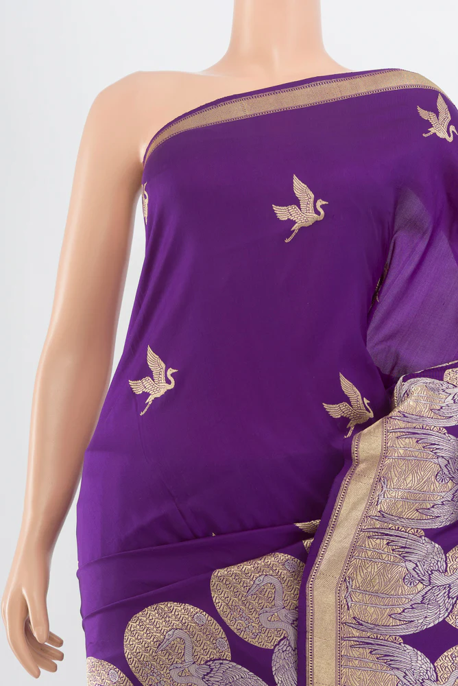 Violet Banarasi Silk Saree - Image 2