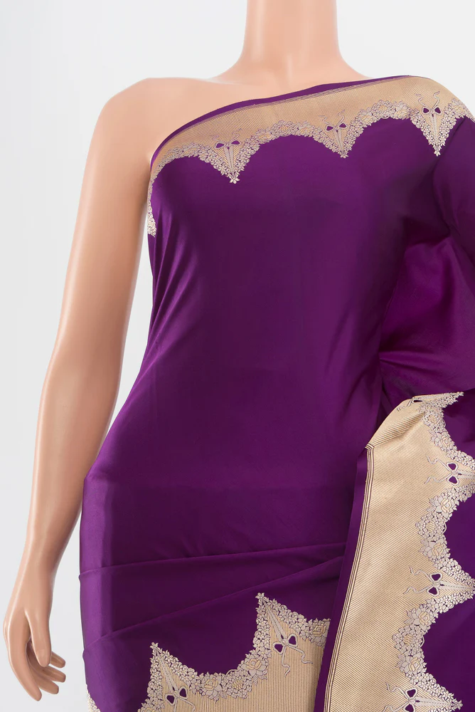 Violet Banarasi Silk Saree - Image 2