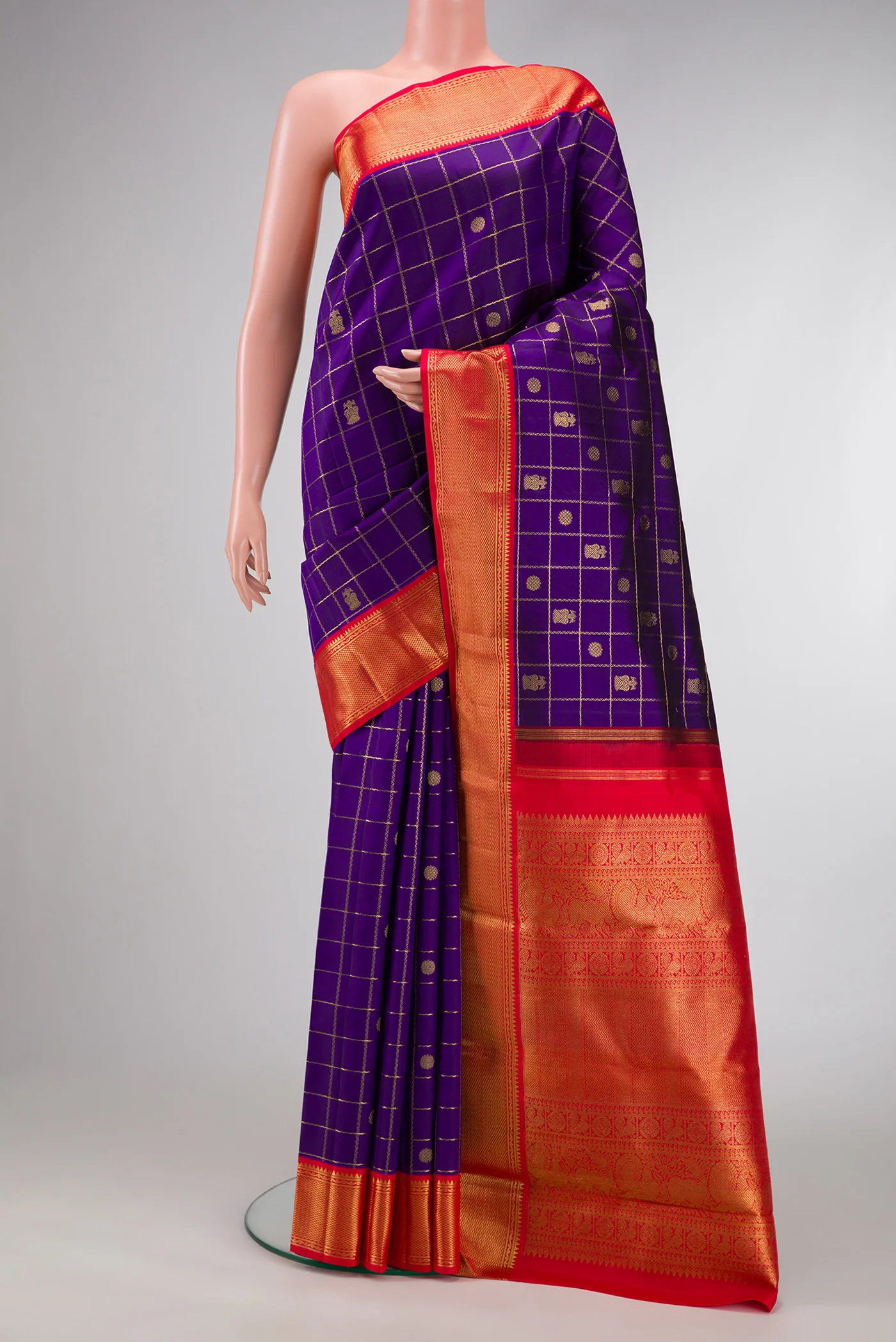 Pure Silk Pure Zari Violet Kanjivaram Saree