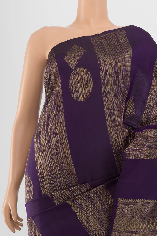 Navy Blue Kanchipuram Silk Saree - Image 2